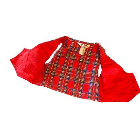 Vintage Little Goodies Red Plaid Wool Blend Kids Vest XL 24M By Good Lad Made In - Picture 5 of 5